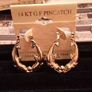 A beautiful beautiful pair of dolphin hoops 14karat gold filled pincatch Earring